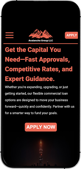 Avalanche LLC website on mobile display